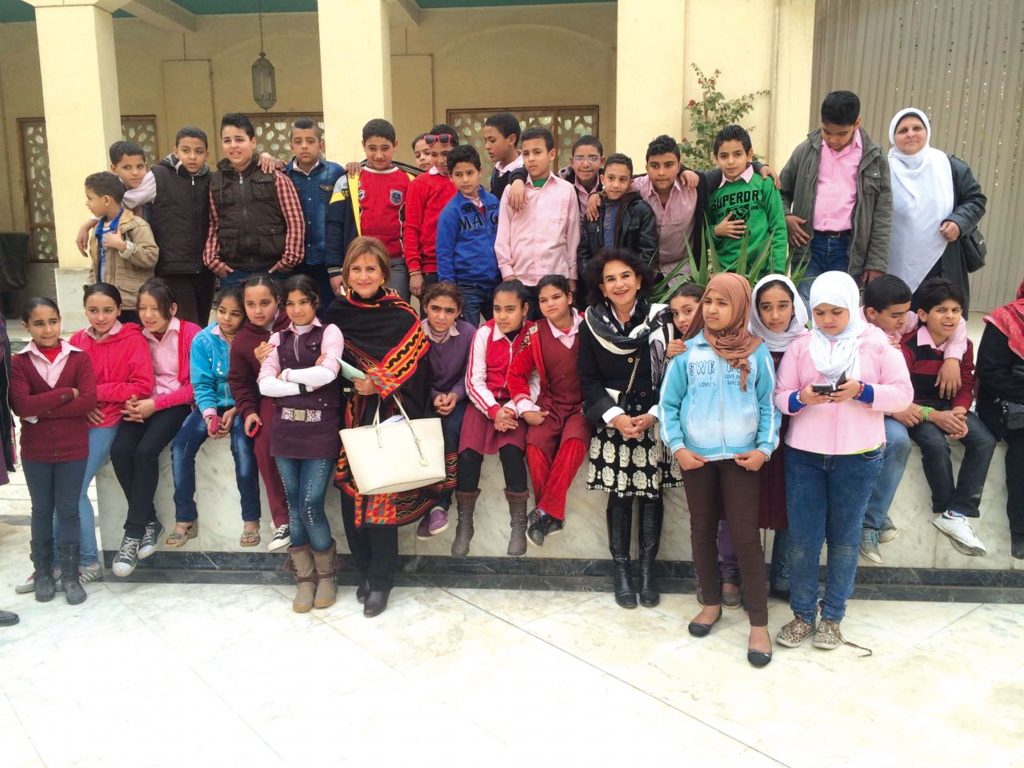 With public school children in front of the Cairo Opera House