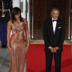Michelle Obama in Atelier Versace & President Barack Obama at the final White House State Dinner