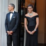 President Barack Obama & Michelle Obama in Ralph Lauren at the Winfield House in London in 2011