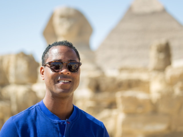 Patrick Kluivert at the Giza Pyramids