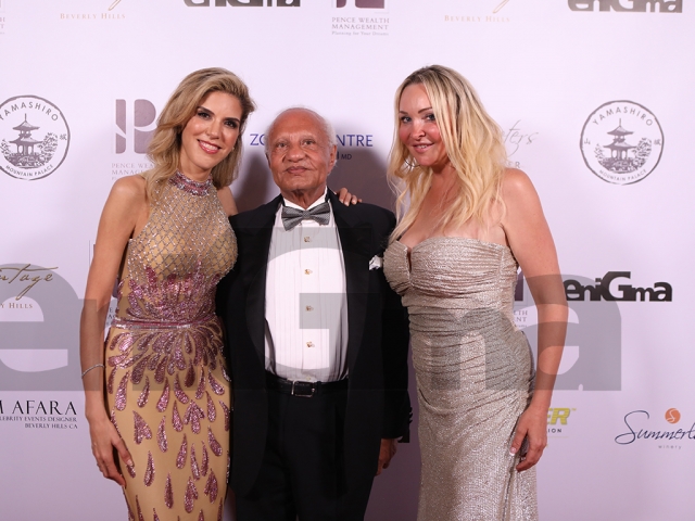 Yasmine Shihata with Dr Fouad Ghaly & his guest at the 4th Celebration of Arab Glamour & Success at the Montage hotel in Beverly Hills.