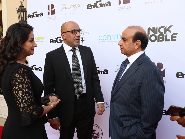H.E Kuwaiti Consul General Faisal Al Houli with Dr Saad Al Baraak & Ms. Maha El Nami at the 4th Celebration of Arab Glamour & Success at the Montage hotel in Beverly Hills.