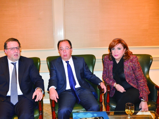 H.E. Minister Mohamed Shoker, H.E. Ambassador Aly El Halaby & Ms. Aliaa Abbas
